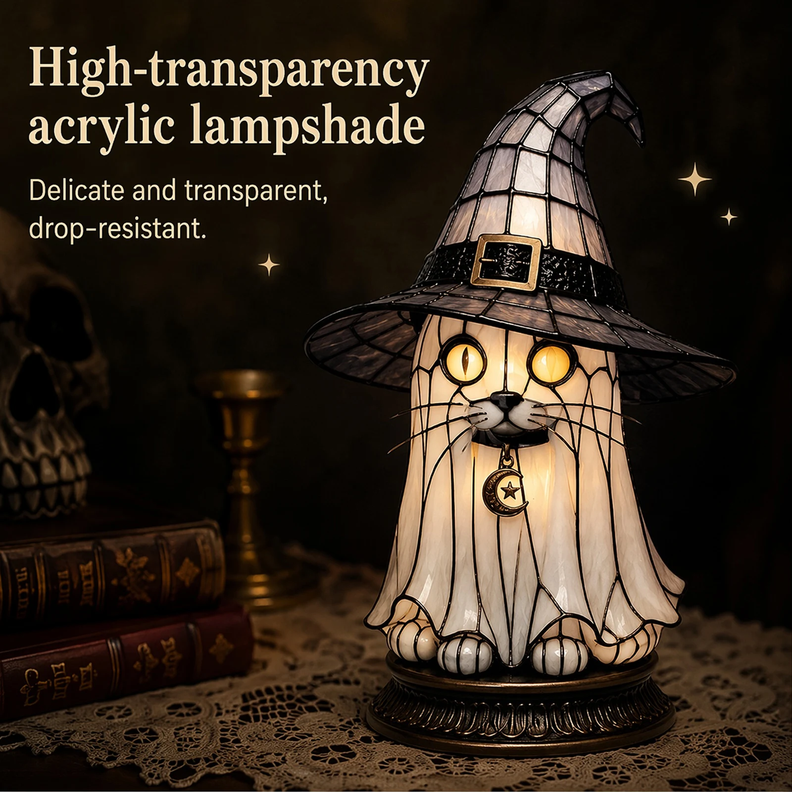 Handcrafted Retro Resin Witches Lamp Halloween Decorations for Colorful Wizard Hat Lamp Gifts for Mysterious Bedroom Atmosphere