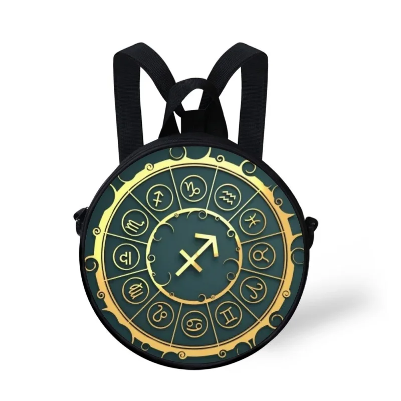 

Constellation Symbol Printing Round Shoulder Bags Boys Girls School Backapck Astrolabe Women Circle Crossbody Bag Men Coin Purse