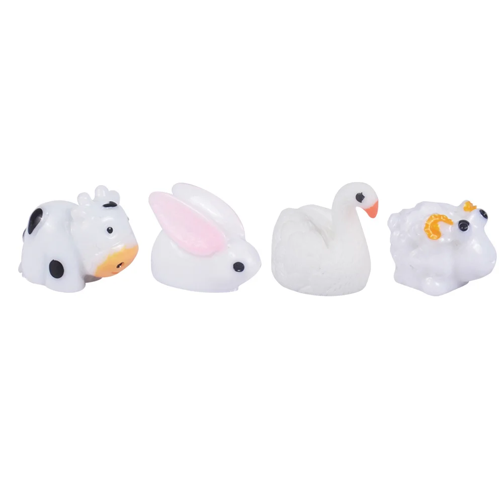 โมเดลสัตว์เรซิ่นตกแต่งสวนจิ๋ว 20 ชิ้น สำหรับตกแต่งบ้าน สวน งาน DIY อุปกรณ์ตกแต่งเคสมือถือ รูปกระต่าย หงส์ แกะ วัว