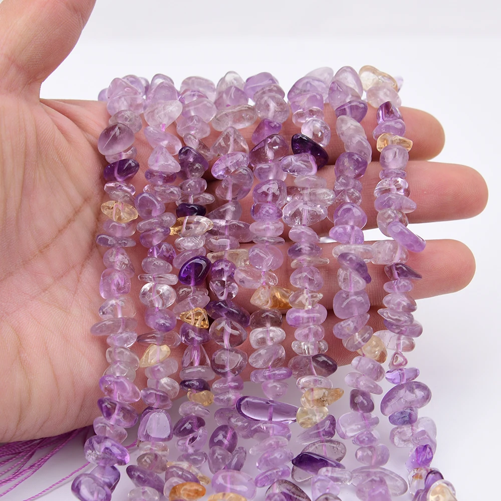 APDGG 5 Strands 5x10mm Natural Purple Ametrine Quartzs Chips Nugget Loose Beads 15.5