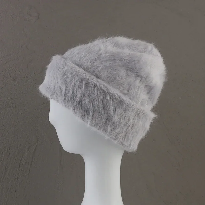 2024New Farben Weiche Kaninchen Fell Mützen Winter Hut für Frau Luxus Flauschigen Gestrickte Hut Motorhaube Dame Herbst Winter Warme Skullies kappe – Detail 26