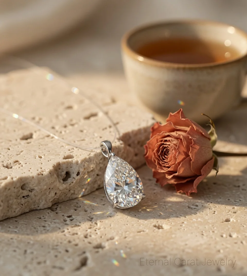 cadeau-fete-des-meres-collier-pendentif-goutte-d'eau-sirene-en-platine-pt950-et-moissanite-pour-maman-ligne-de-peche-invisible-luxe-leger-c