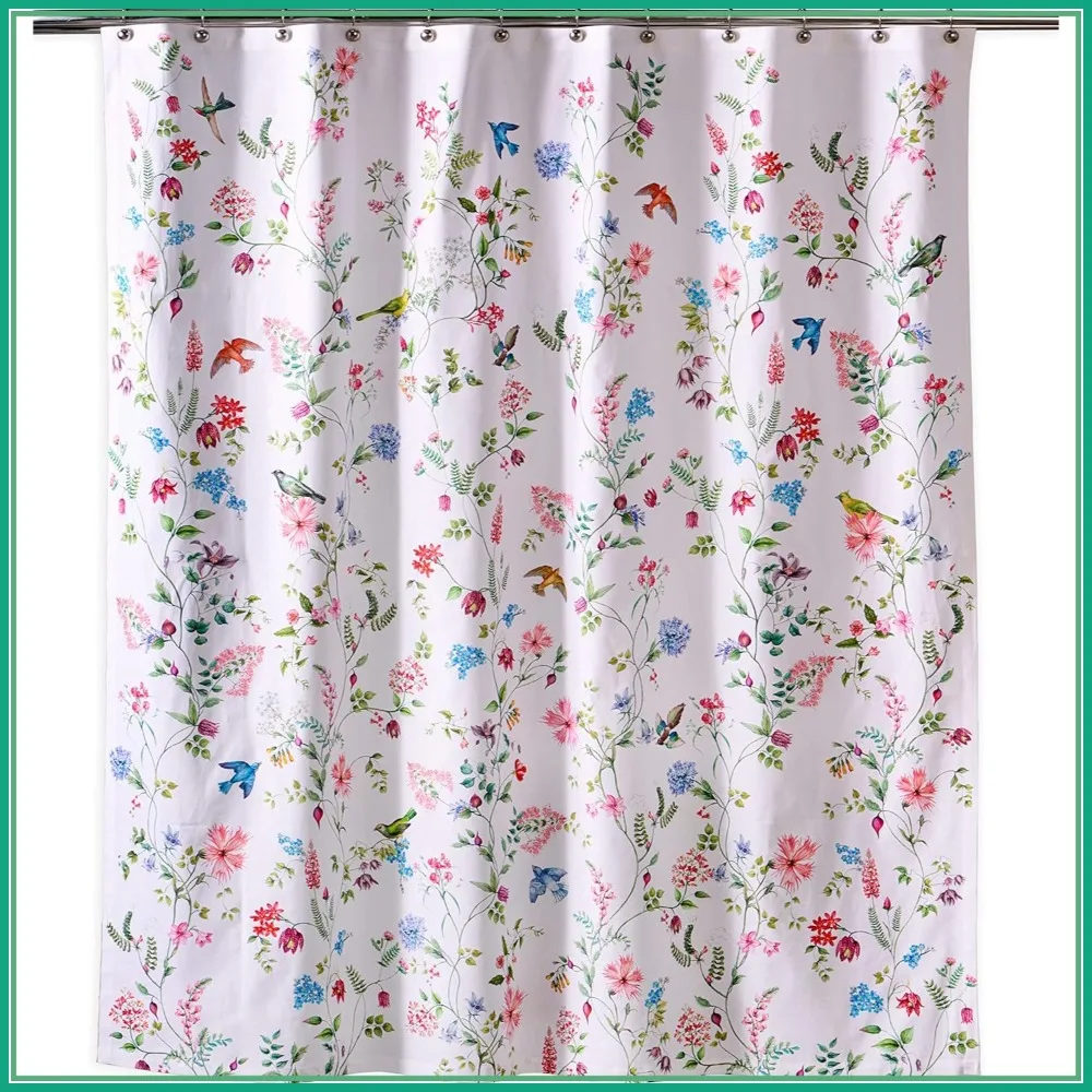 70x72 Cotton Shower Curtain, Washable Fabric with 12 Button Holes, Easy Hanging for Bathroom Home Hotel Spa
