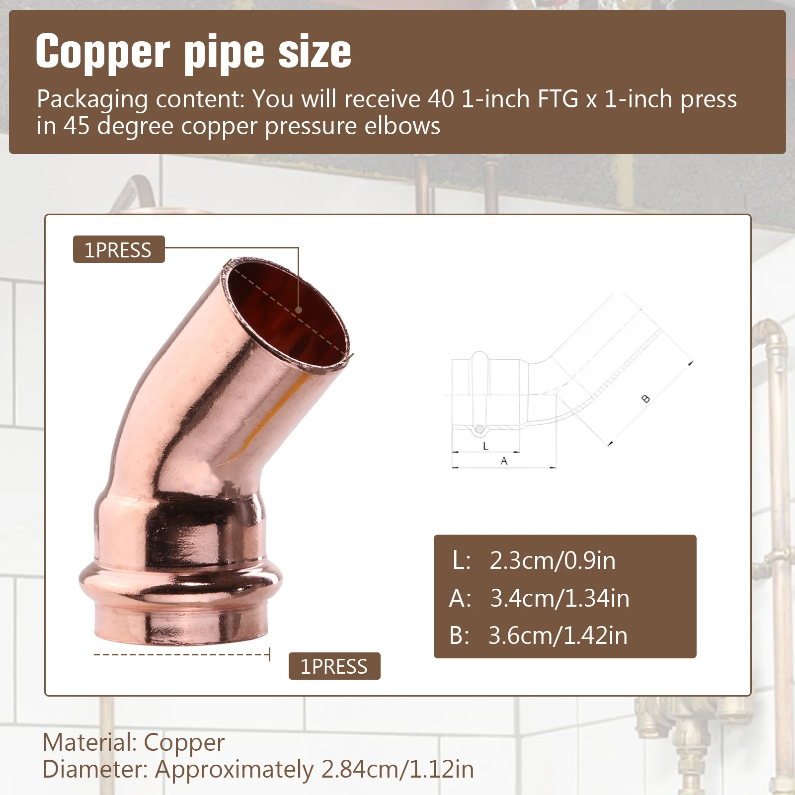

Copper Tubing V-Elbow Fittings Leakproof Copper Solderless Fittings Multi-Purpose Home Plumbing Accessories