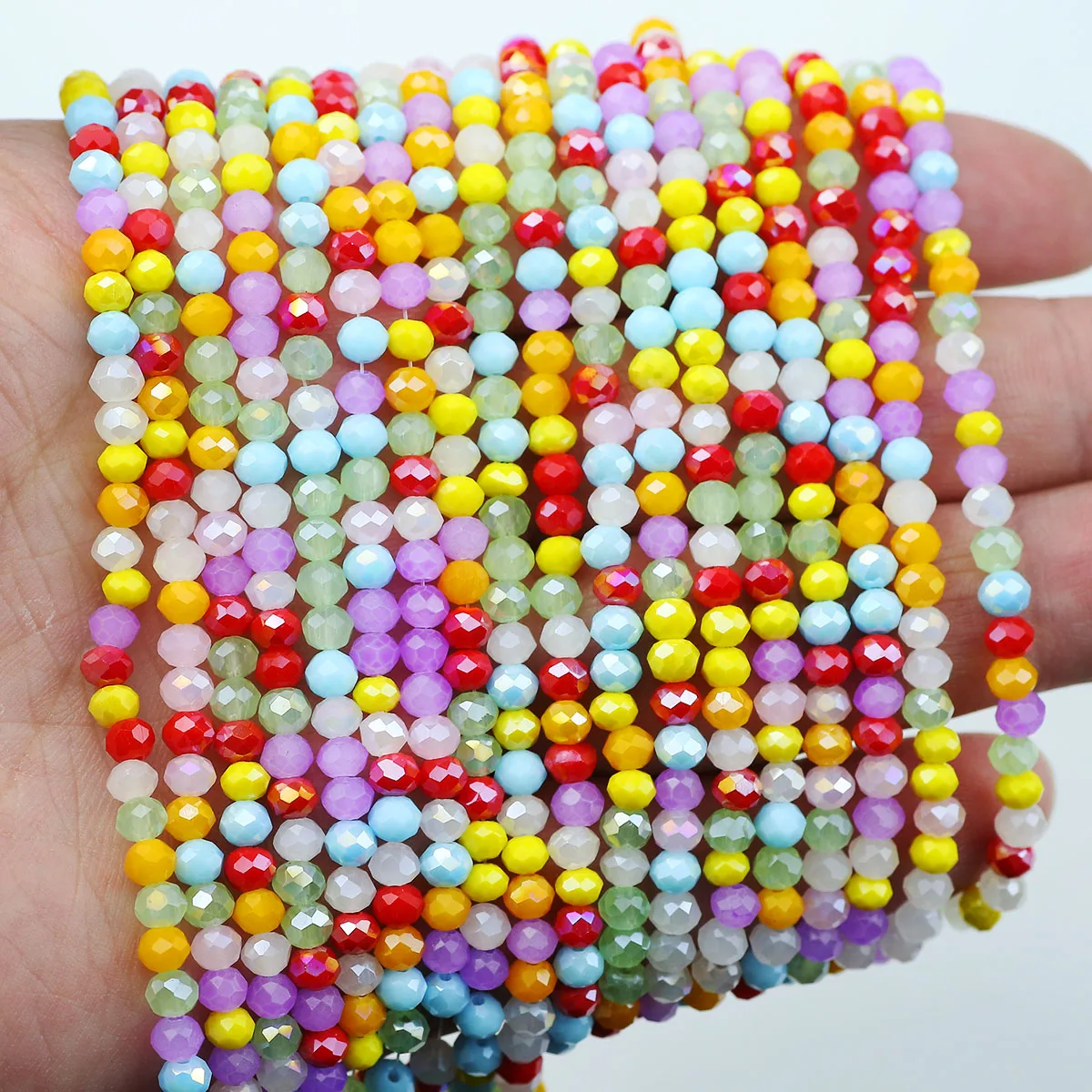 100/200/400pcs 4mm Colorful Crystal Glass Faceted Flat Round Loose Spacer Beads For Handmade Jewelry Making DIY Bracelet Earring