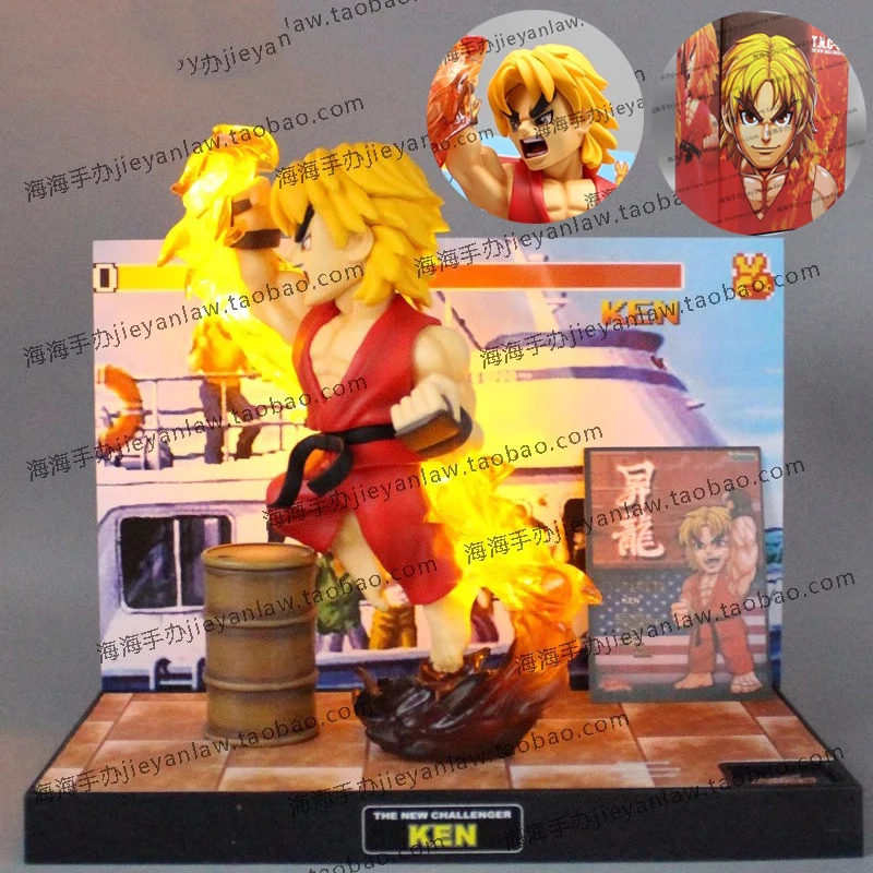 21cm Japanese Street Fighter Figurine Ken Masters Action Figures Illuminated Games Anime PVC Model Collection Toys Doll Gifts