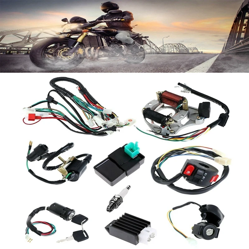 

Complete Stator Wiring Harness CDI Ignition Coil Solenoid Set For ATV Electric Quad Bike 50Cc - 125Cc