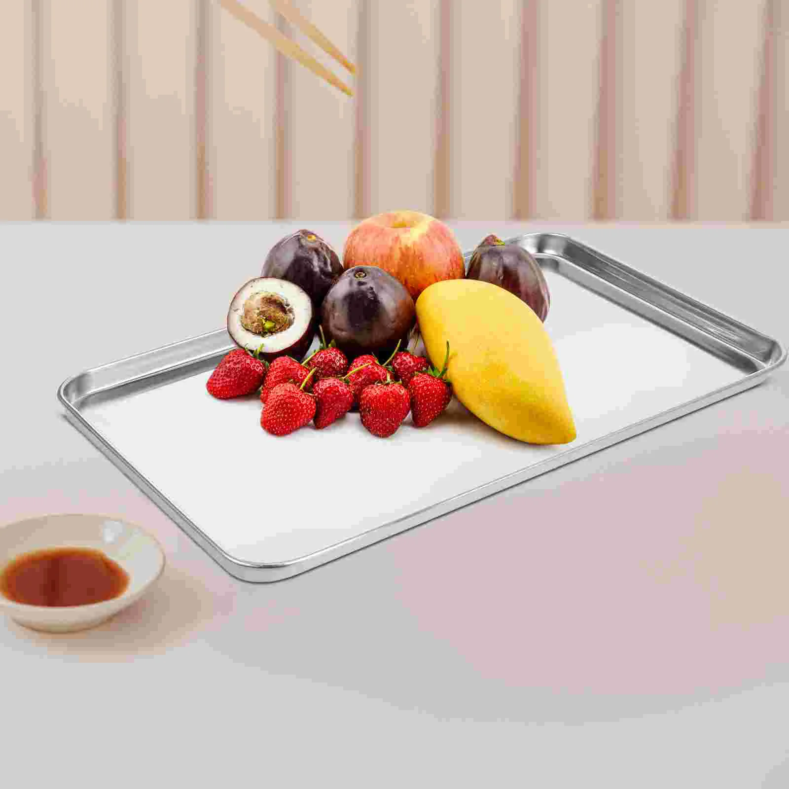 Dish Drying Rack Stainless Steel Rice Noodle Pizza Tray Household Food Plate Silver Child