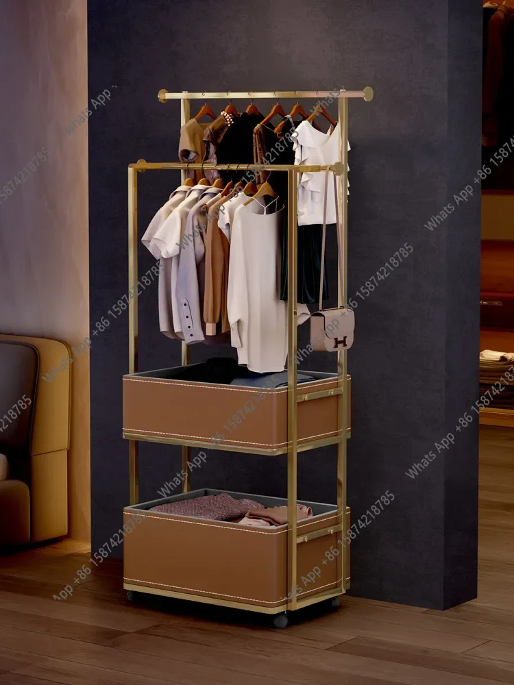 P Light Luxury Mobile Coat Rack Bedroom Floor Hanger Does Not Take Up Space Stainless Steel Titanium Designer Storage