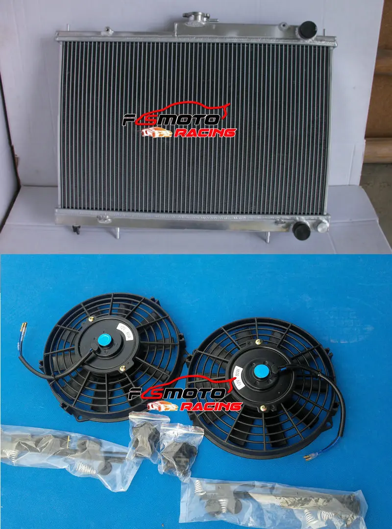 52mm Aluminum Radiator+Fans For Nissan Skyline R33 R34 GTR GTST RB25DET MT