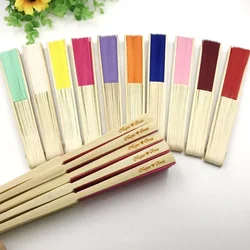 20/80 Pieces Personalized Wedding Handmade Silk Fan Bamboo Fan Mixed Color Wedding & Party Gift mariage abanicos para boda