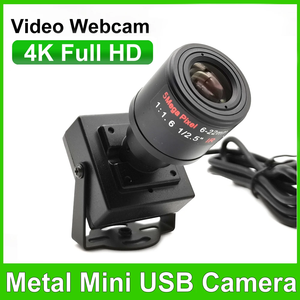 

30fps HD 4K 8MP Mini USB Webcam With 6-22mm Manual Zoom Lens 2K 2560x1440 1.8mm/2.8mm Lens PC Webcam Video Camera Plug And Play