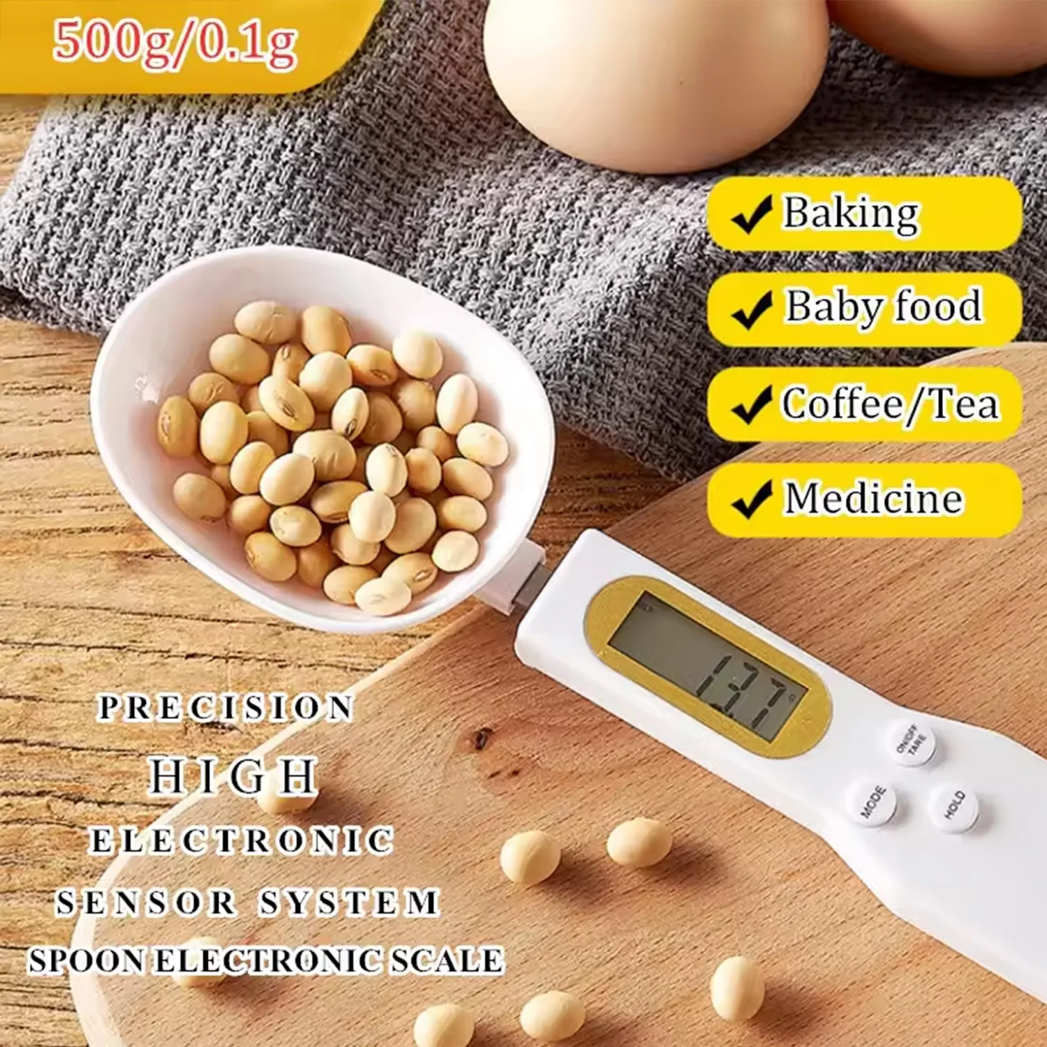 

Мини-ложка, цифровые кухонные весы, электронные ЖК-весы, пищевые весы 0,1-500 г, кухонная мука, молоко, кофе, порошок, мерная ложка