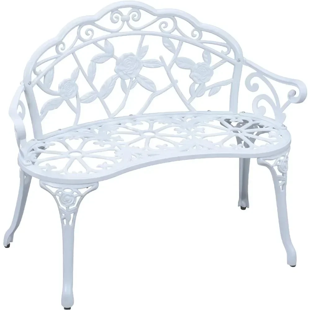 

Cast Iron and Aluminum Frame Outdoor Garden Benches Patio Premier White Outdoor Rose Garden Park Bench