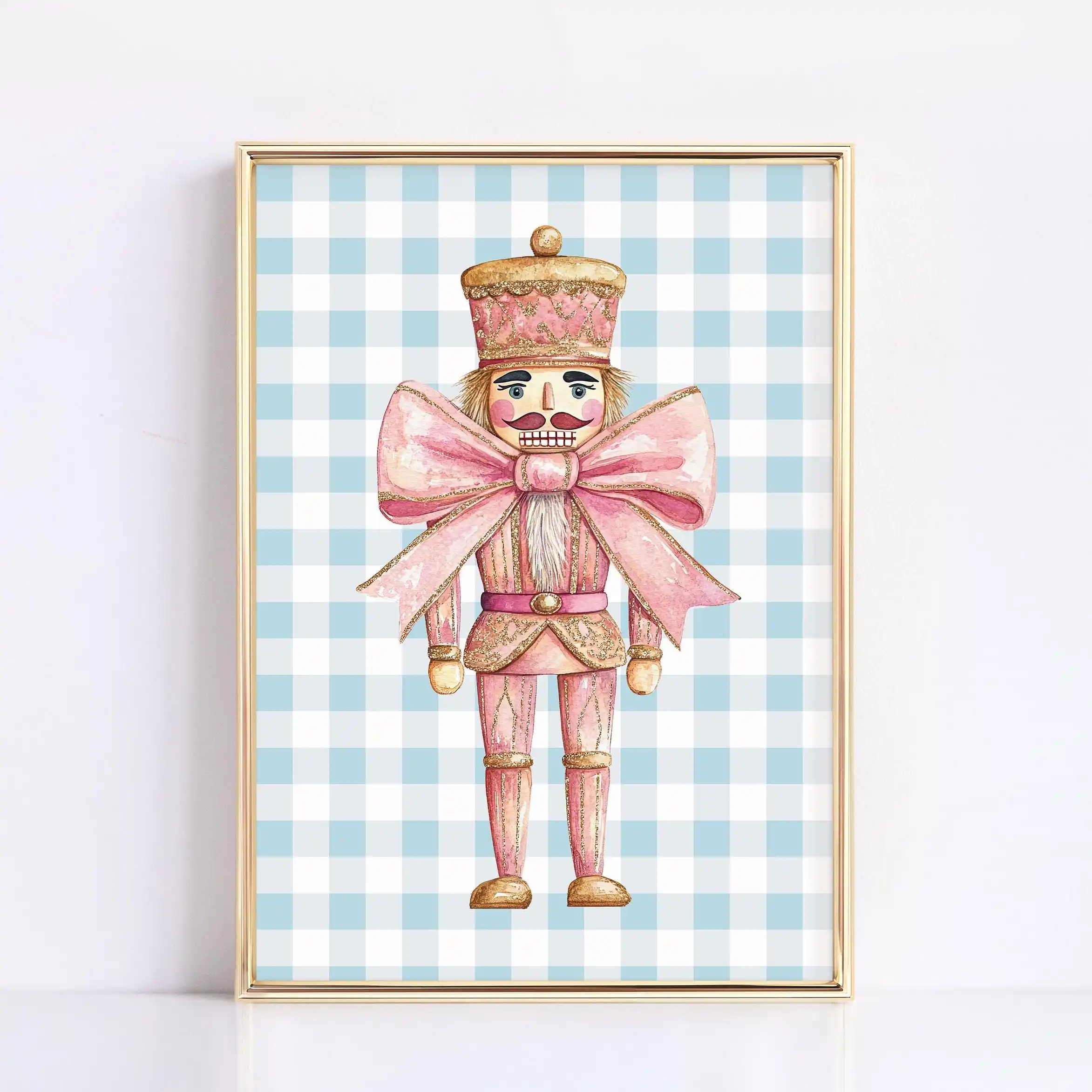 Pink Nutcracker Christmas Wall Art: Pastel Holiday Decor (Digital Download)