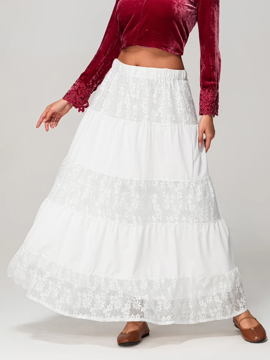 

Fairycore Lace Transparent Ankle Length Skirts y2k Vintage Low Rise Layered Midi Skirts Women Summer 2000s Harajuku Clothing