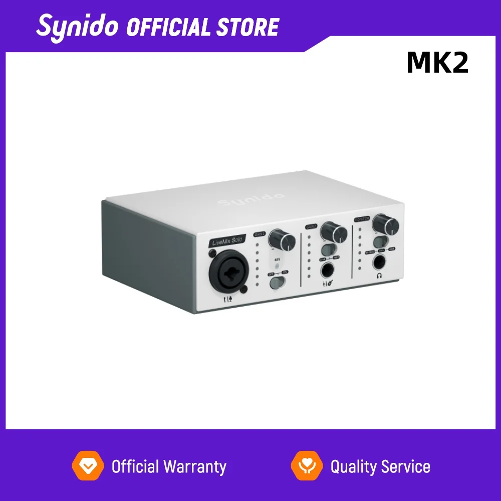 

SYNIDO MK2 Professional audio recording Sound Card，arrangement and dubbing, audio book recording，for phones, tablets, computers