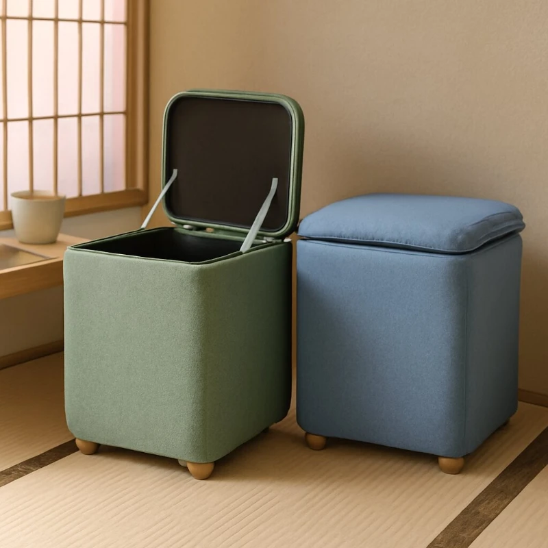 Wooden Multifunctional Storage Stool Home Sitting Cabinet Entryway Makeup Bench Living Room Coffee Table Organizer