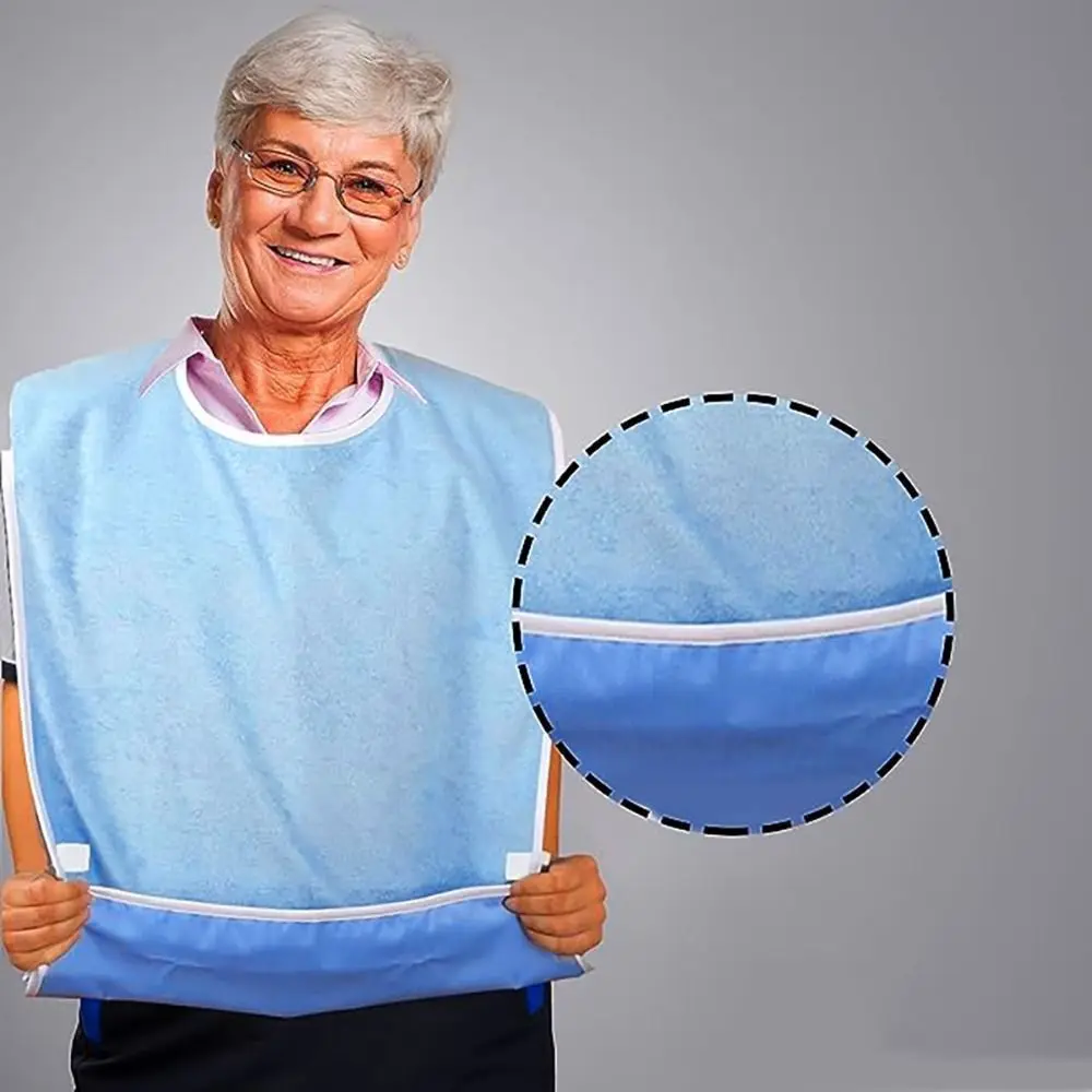 Anti-oil Elderly Bib Pocket Style Multi-purpose Saliva Towel Adjustable Reusable Mealtime Bib Mess-Free Diet