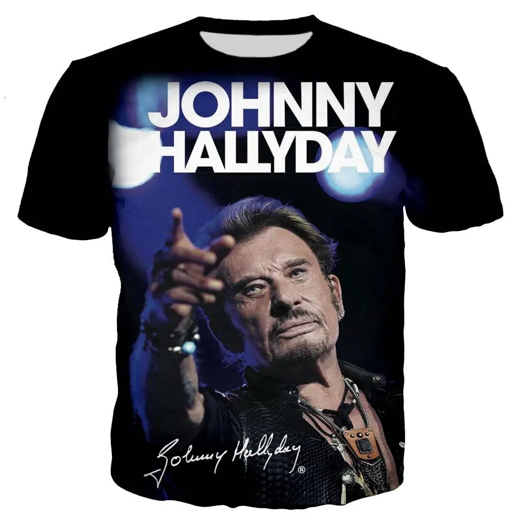 2024 New Johnny Hallyday 3D Printed T-shirt Men Women Summer Fashion Casual Streetwear Clothes Hip Hop Harajuku Style T Shirt