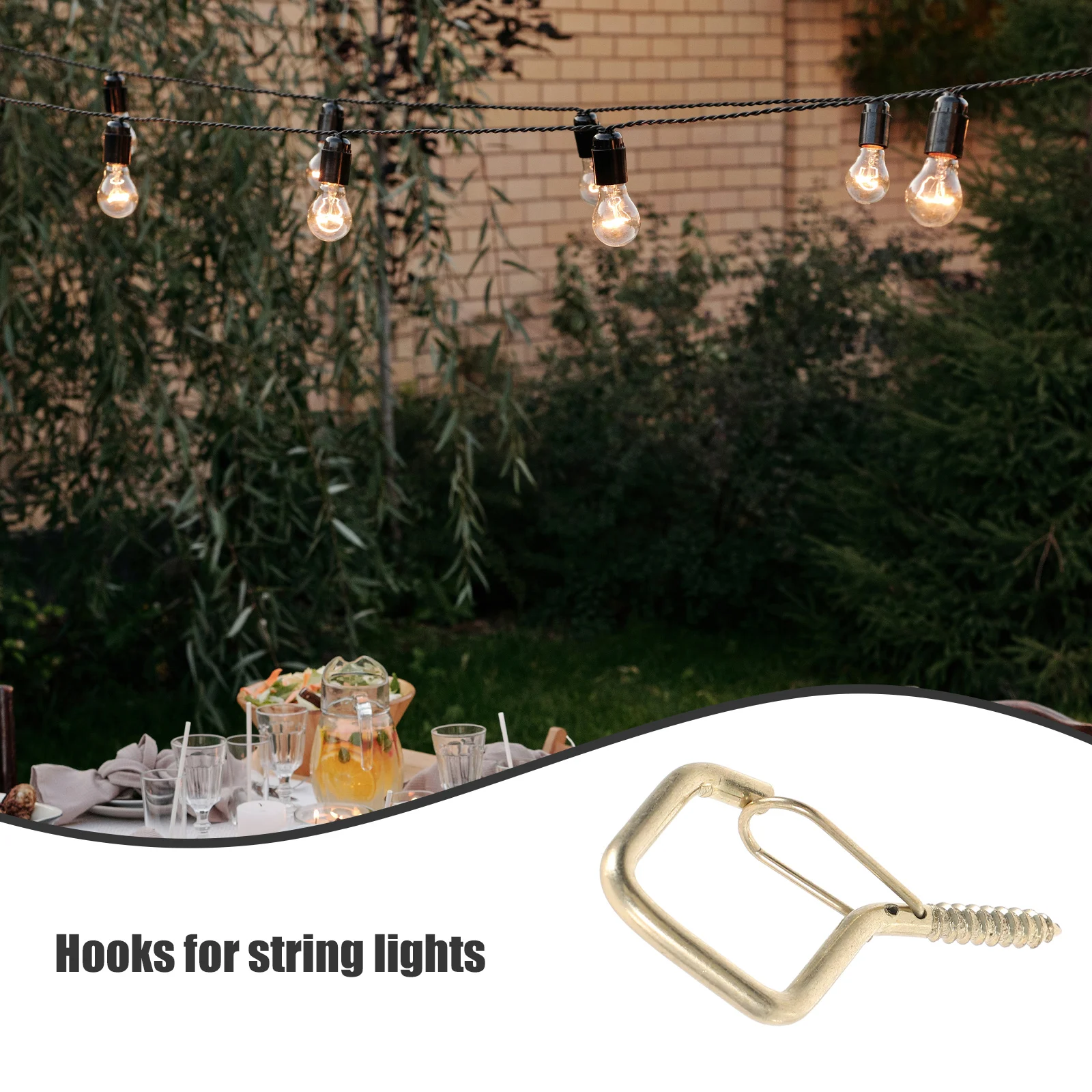 

10 Pcs Hook Anti-detachment Spring White Screw Outdoor Metal Hooks Light Post for Lights Golden Small