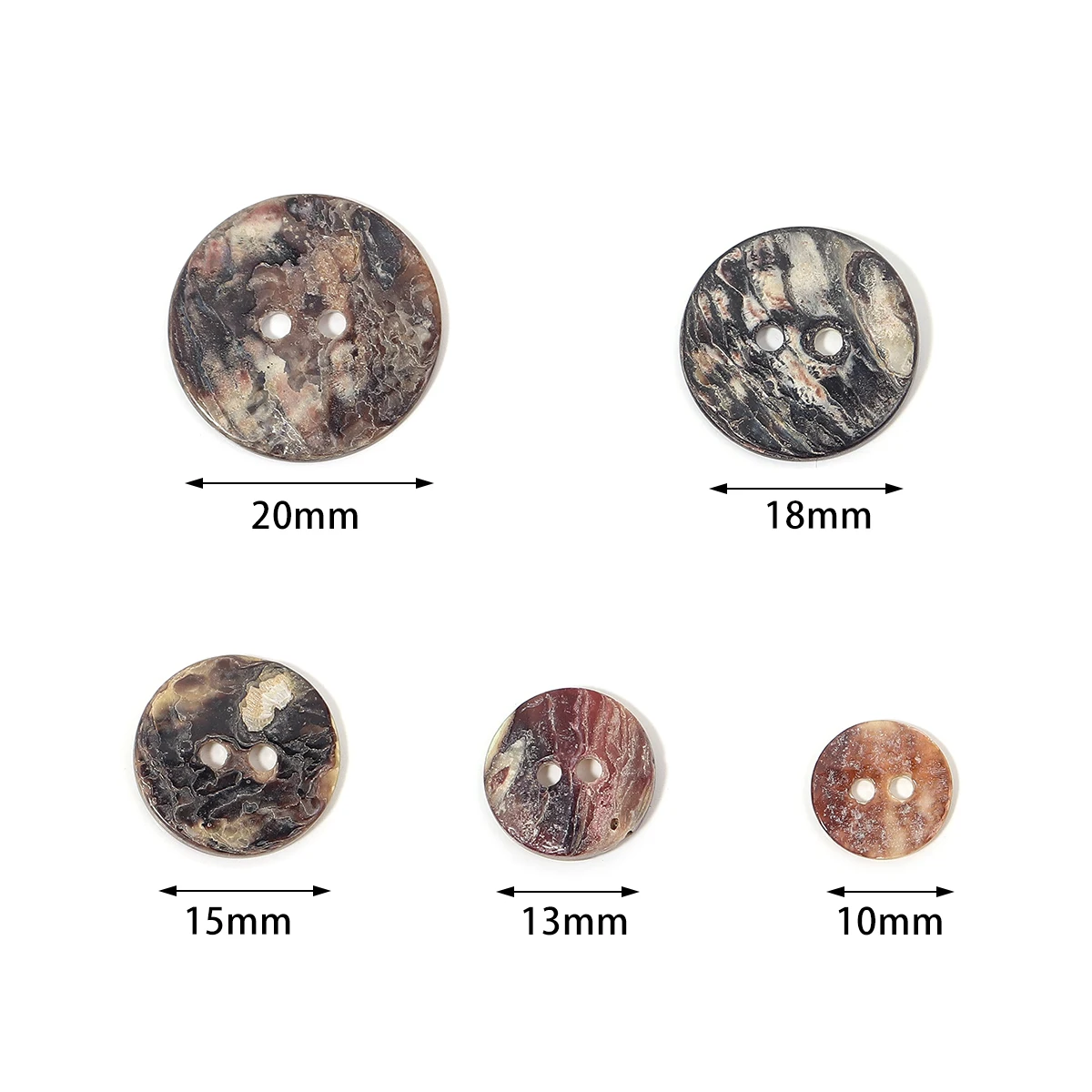 10/13/15/18/20mm Shell Buttons Round Two-eye Slightly Concave Button For Matching Shirt Sweater Clothing DIY Sewing