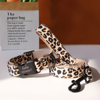Personalized Leopard Green Field Pet Collar Camouflage Nylon Printed Dog Collar Free Engraved ID Leash Set Adjustable for Dogs