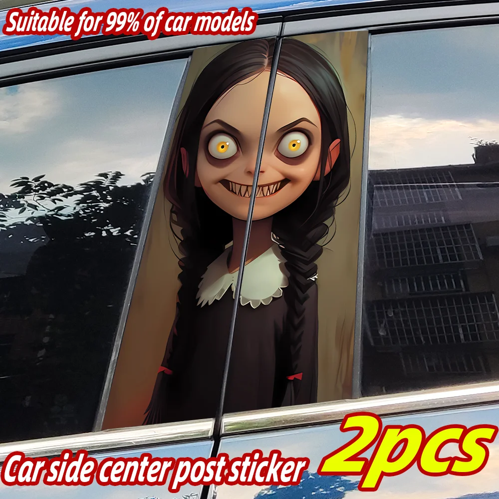 

Anime Horror Girl Car Stickers Auto B Pillar Waterproof Decora Cover Scratches Sunscreen Car Door Pillar Vinyl Decal Accessories