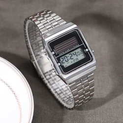 Solar Powered Electronic Watch Small Square Couple Watch