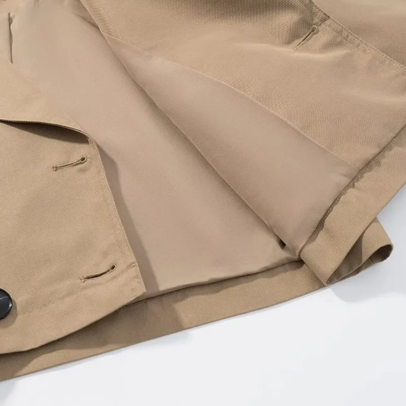 معاطف نسائية بلون سادة للربيع والخريف ملابس خروج أنيقة للسيدات بأكمام طويلة وسترات ذات طية صدر السترة ملابس خارجية مزدوجة الصدر للسيدات #5