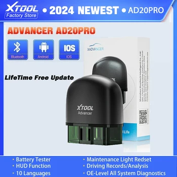 XTOOL Advancer AD20Pro Auto Diagnostic Tool Oil Reset Voltage Test Advanced BT5.0 All System Diagnostic OBD2 Scanner Code Reader