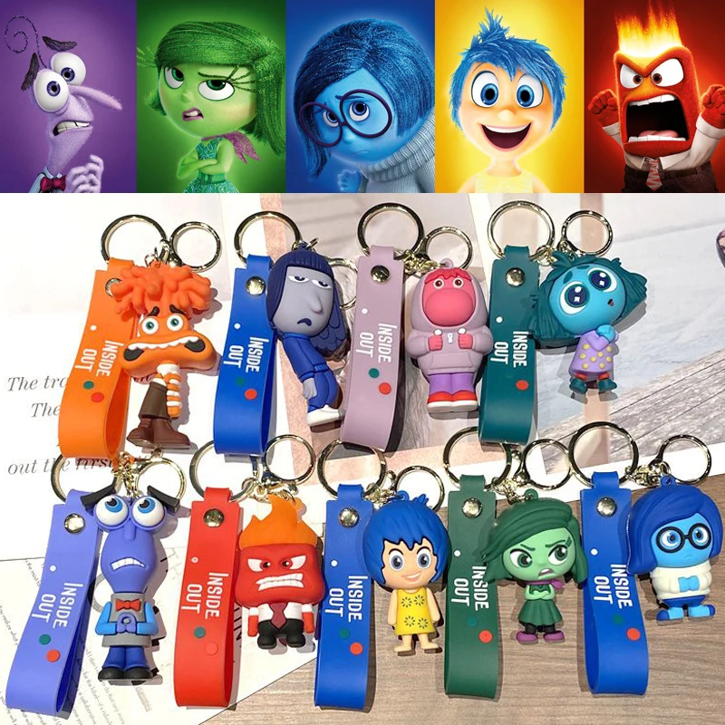 3D Cartoon Inside Out Keychain Anime Cartoon Character Keychain Pendant Personality Creative Soft Glue Doll Small Pendant