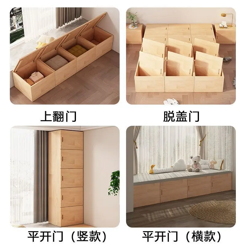 Solid wood bay window cabinet combination sitting locker bedroom window sill tatami floor cabinet low cabinet storage balcony