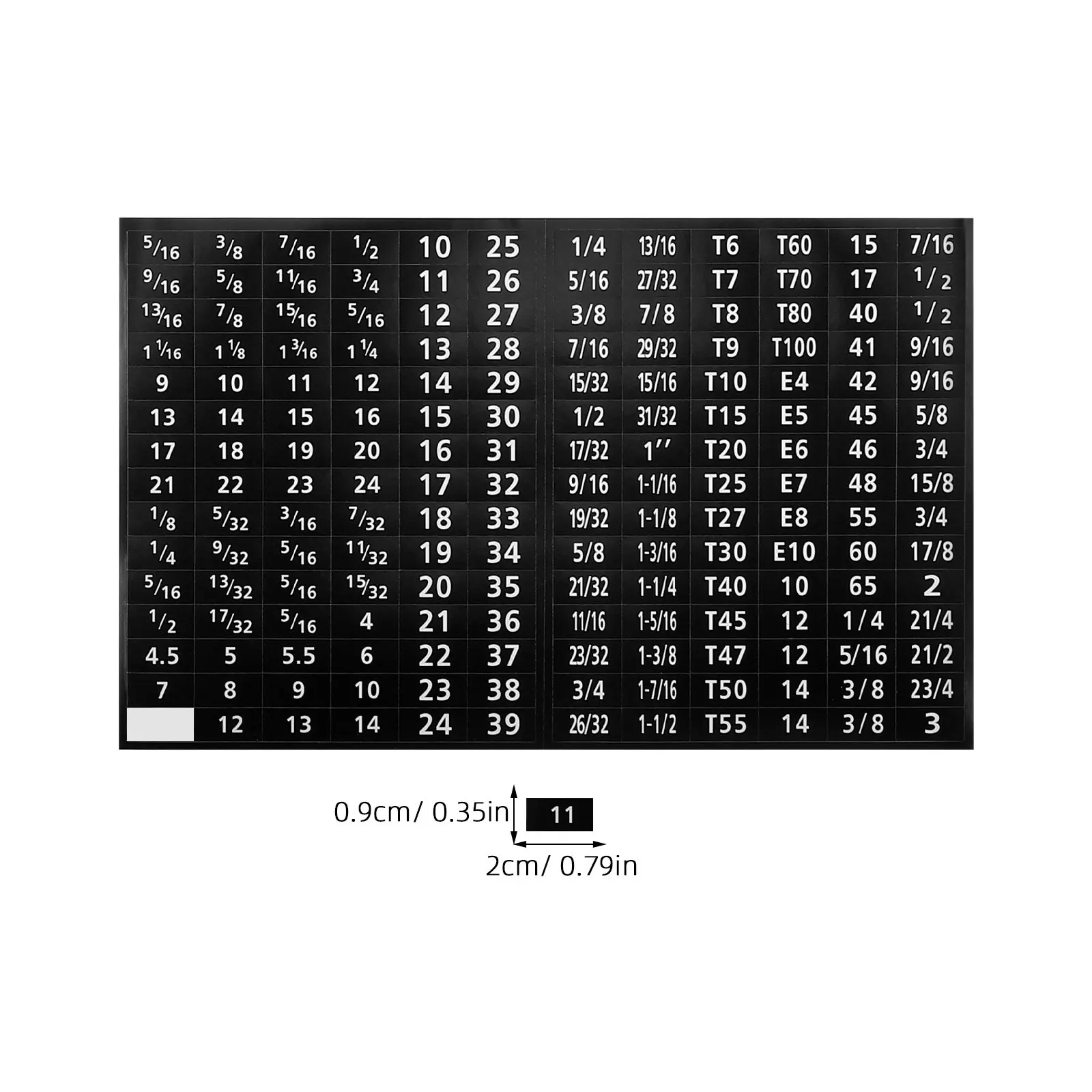 6Sheet Self Adhesive Tool Identification Labels Core Socket Size Stickers Wrench Organizer for Mechanics Workshop Drawer Tool