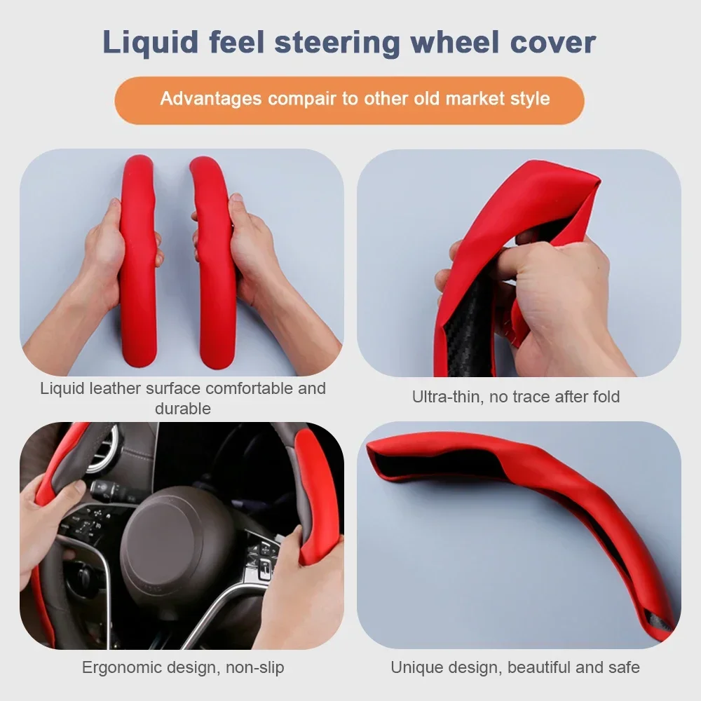 2023 Upgrade Non-Slip Car Steering Wheel Cover Liquid Touch Feeling for Tesla Model 3 Y Steering Wheel Booster Nubuck Waterproof