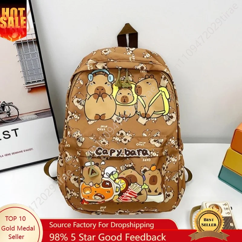 Kapibara Capybara Cartoon Kid Backpack Large Capacity Fashion Teens Boy Girl Shoulder Bag Children Schoolbag Backpack
