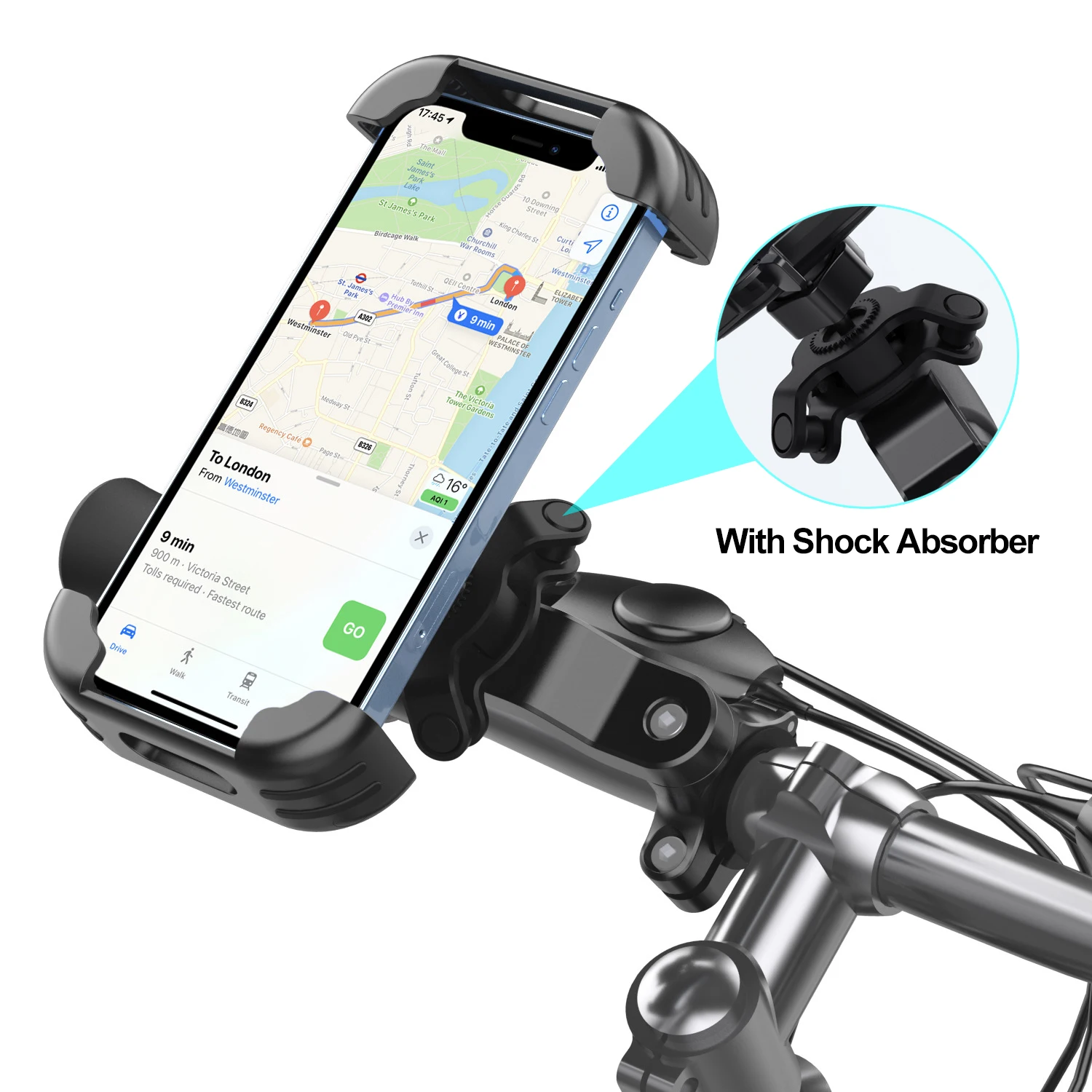 Motorcycle Bike Phone Holder Shock Absorber Phone Bracket Vibration Damper Self Lock Anti-shake Bicycle Handlebar Stem Holder