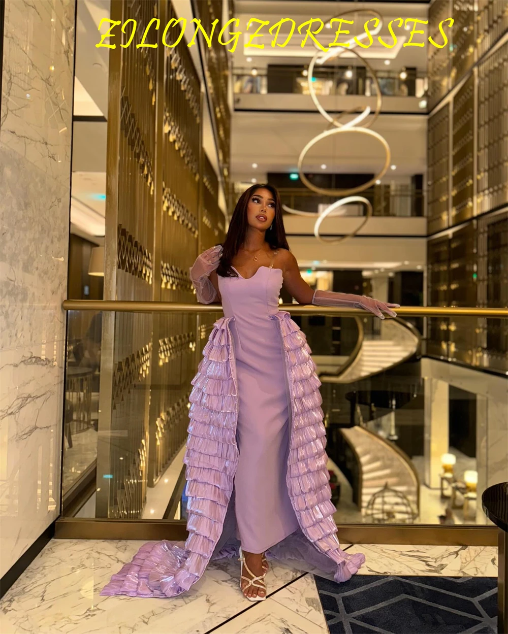 

Customized Soft Purple Jersey Evening Dress Exquisite Strapless Sleeveless Homecoming Dresses Fashion Special Occasion Gowns