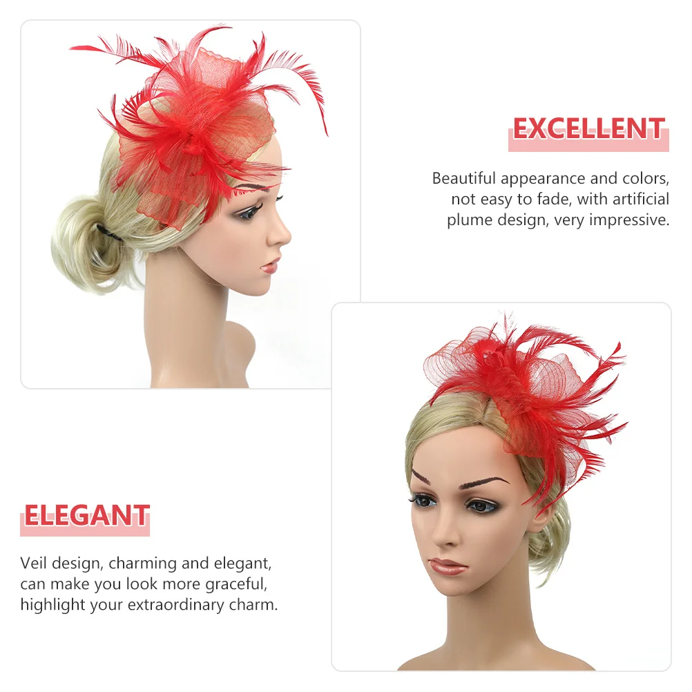 

Veil Fascinator Hair Clip Headband Plume Elegant Vintage Design for Weddings Tea Party Women's Fascinator Fashion Hats
