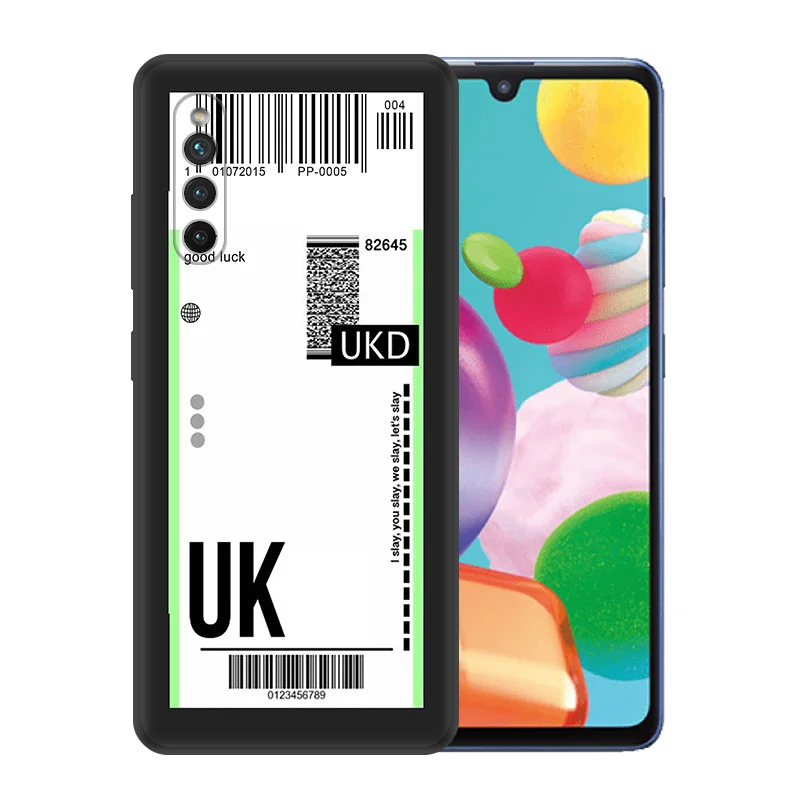 Phone Case for Samsung A35 A55 A02 A03 A04 A05 S8 S9 Note10 Plus 9 8 SEOUL NEWYORK Travel Ticket Label Soft Black Silicone Cover