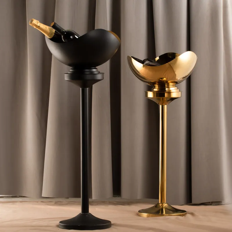 

Nordic Floor-standing Stainless Steel Wine Cooler Bucket Luxury Bar Accessories Red Wine Champagne Ice Buckets for Party Bar KTV