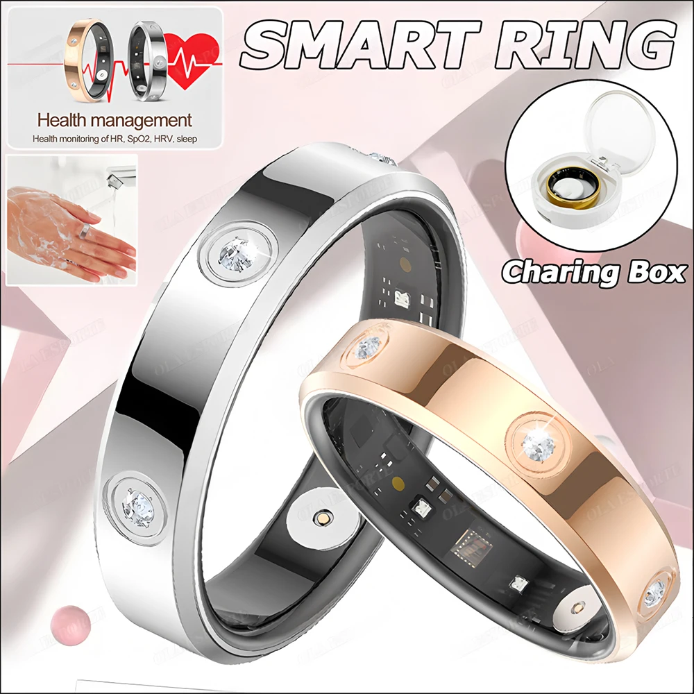 

Новое умное кольцо с бриллиантами 2025 для женщин, кольца с пульсометром, кислородом в крови, мониторинг сна, IP68, водонепроницаемые, спортивные режимы, женские Smartring