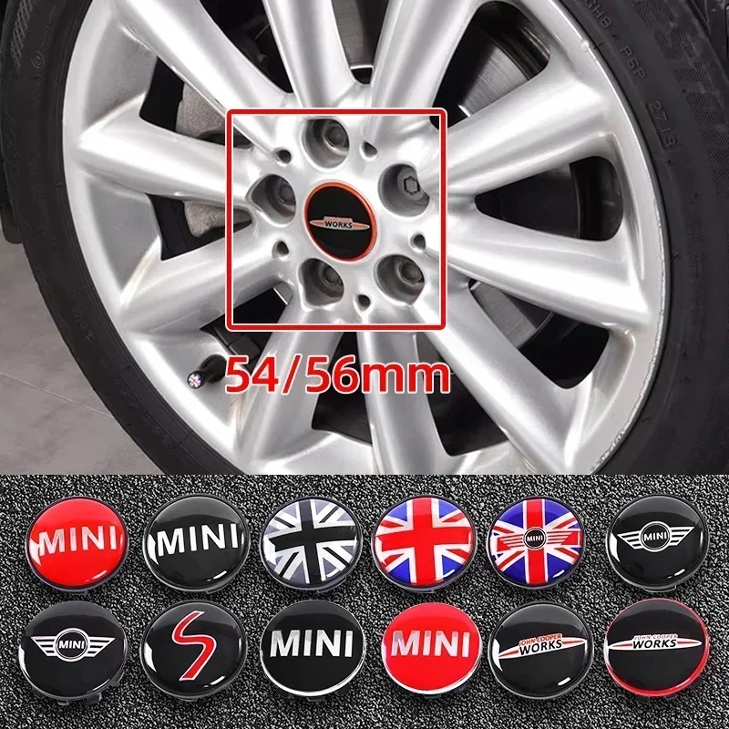 

4pcs 54mm 56mm Car Wheel Center Hub Cap Badge Emblem Sticker For BMW Mini Cooper One S JCW R53 R55 R56 R57 R60 F55 F56