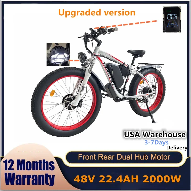 

Off-Road Mountain Electric Bike 48V22.4AH 2000W Dual Motor Hydraulic disc brake Ebike 21Speed 26*4Inch Fat Tire Electric Bicycle