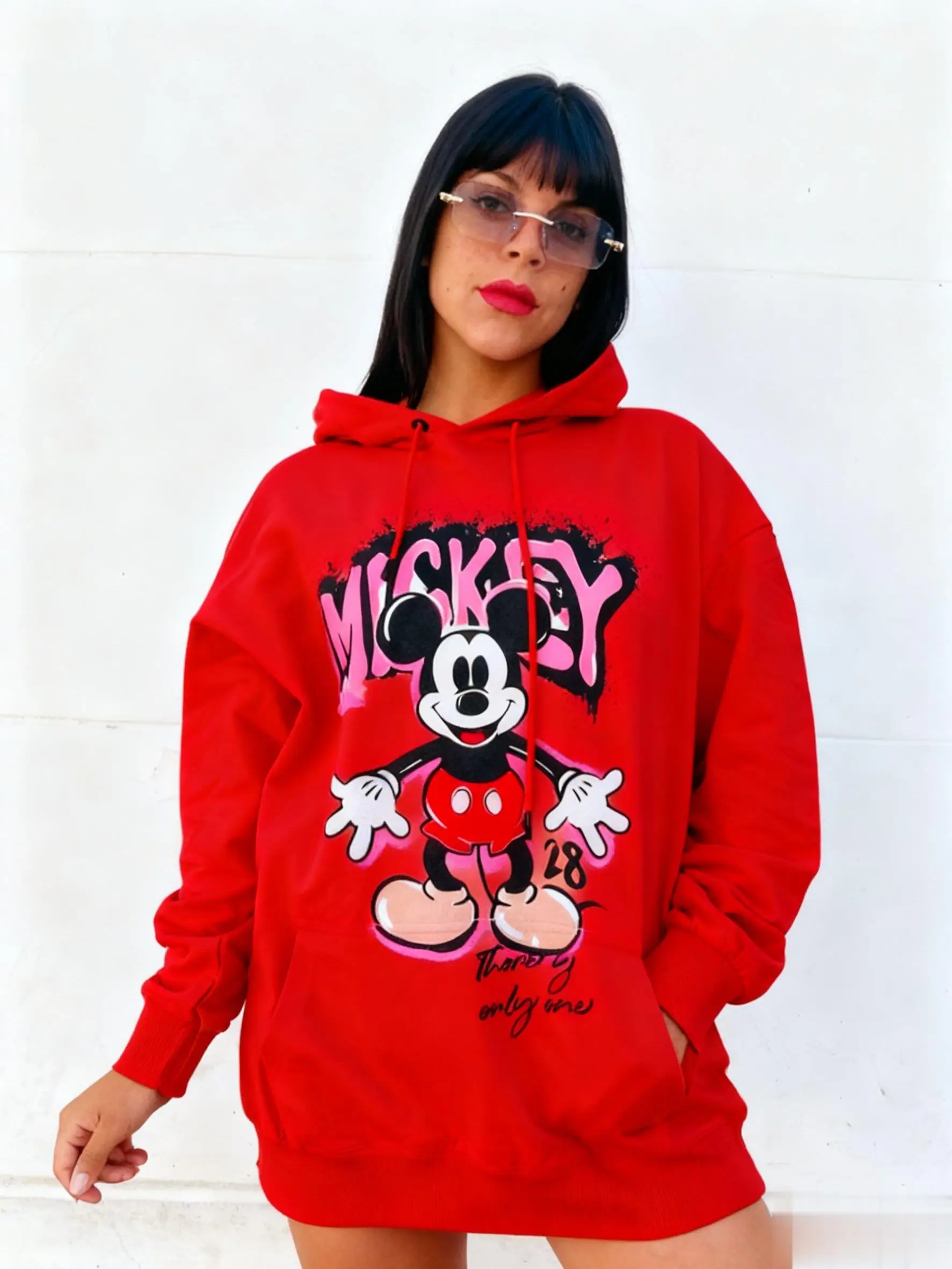 디즈니 미키 마우스 미니 여성 후드 티셔츠 가을 겨울 오버 사이즈 캐주얼 스트리트웨어 귀여운 만화 풀오버 패션상의