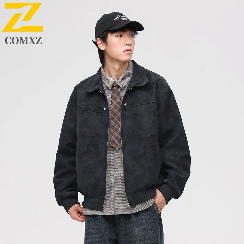 

COMXZ Мужская куртка с воротником-стойкой, легкое пальто для кемпинга, однотонное пальто для пешего туризма, путешествий, износостойкая весенне-осенняя одежда