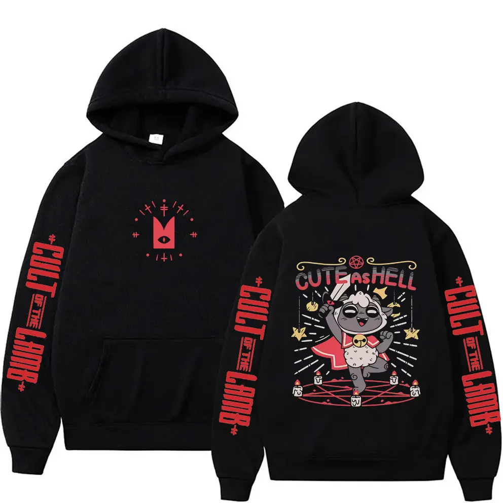 

Game Cult of The Lamb Graphic Hoodies Men Women Casual Oversized Pullover Hoodies Male Vintage Fleece Cotton Hooded Sweatshirt