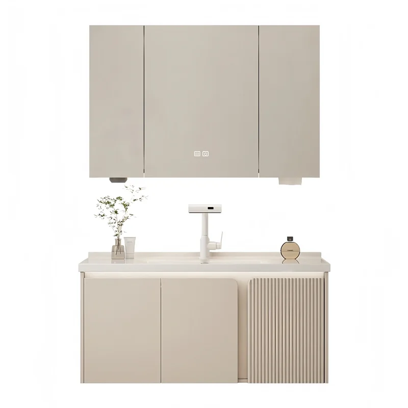 Modern Bathroom Combo Ceramic One-Piece Basin Vanity Wash Stand Face Wash Sink Lavatory Cabinet Furniture