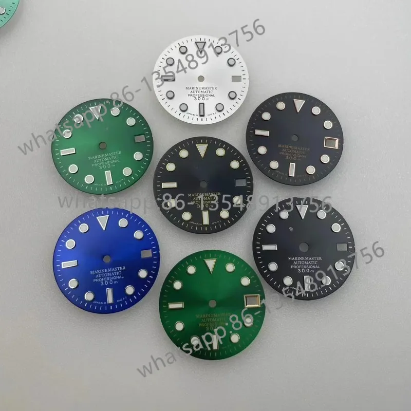 NH35 dial 28.5mm green luminous diving watch NH36/4R35/4R36 text table watch accessories