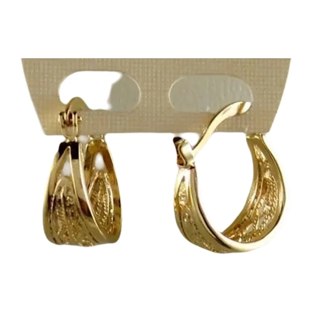 CUTE YELLOW GOLD PLATED OVERLAY FILLED BRASS HOOP 0.55